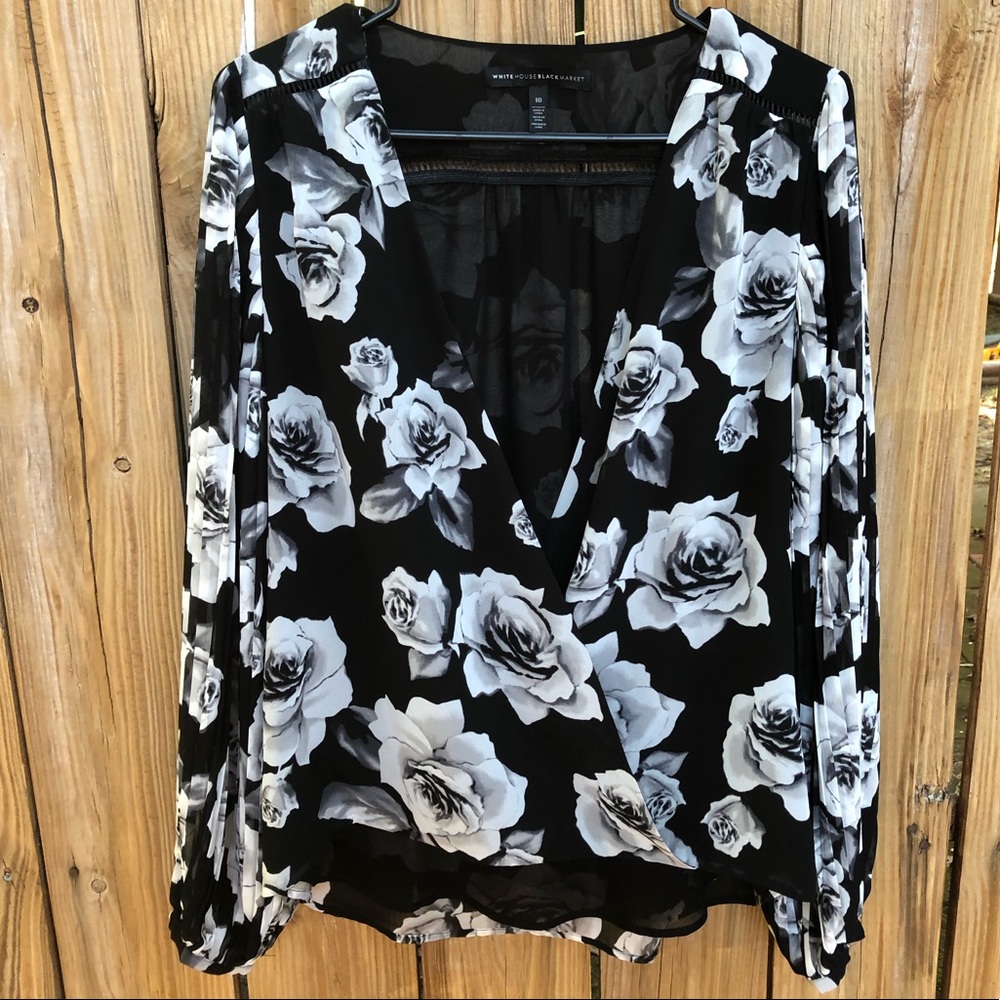 WHBM Long Sleeve Floral Top Size 10